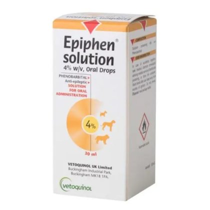 Epiphen (Phenobarbital) 4% w/v Oral Solution for Dogs 40mg/ml POM-V S3CD Epiphen (Phenobarbital) 4% w/v Oral Solution for Dogs 40mg/ml POM-V S3CD